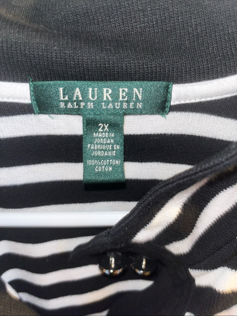 Lauren Ralph Lauren Black & White Striped Casual Button-Front Shirt - Picture 2 of 16
